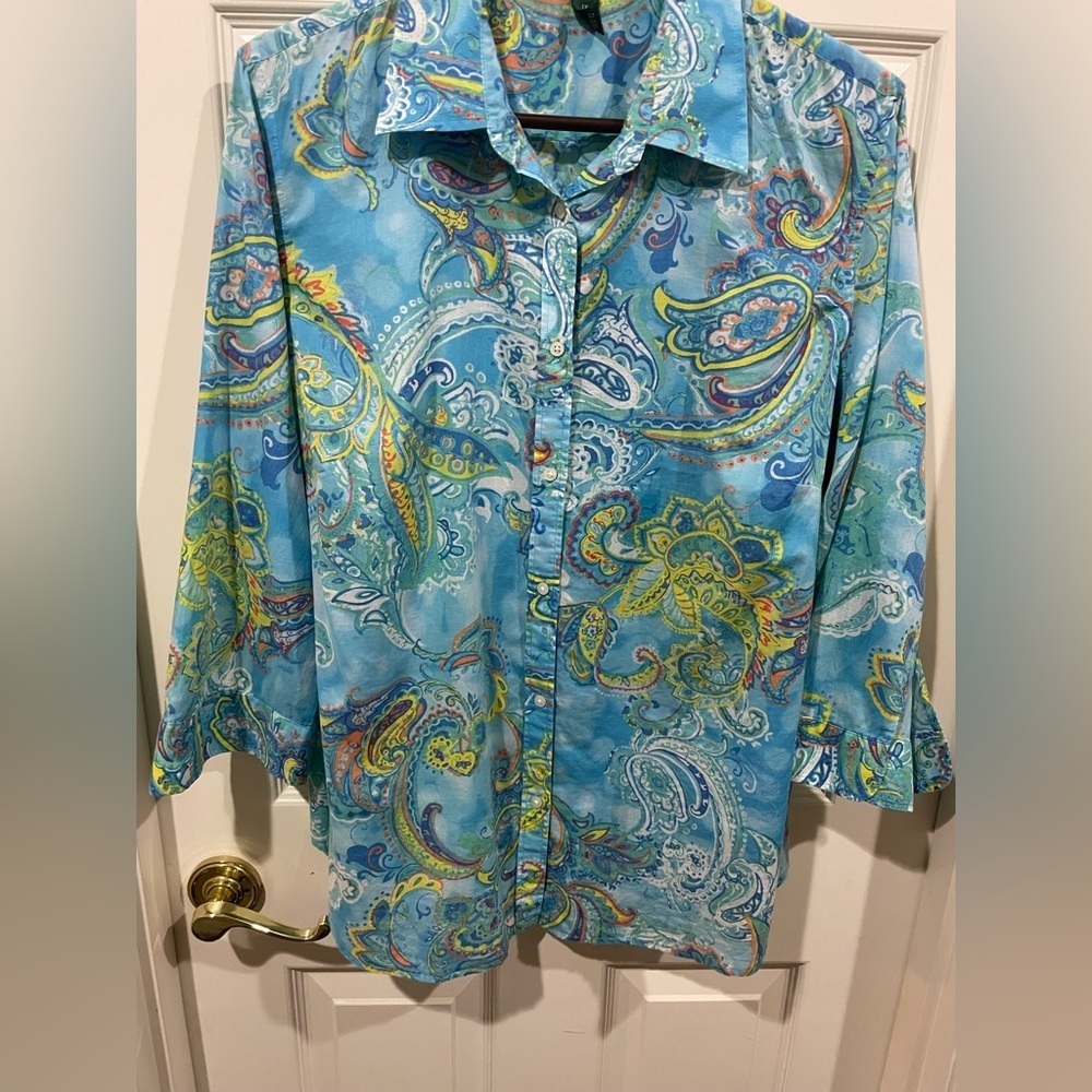 Ralph Lauren Blue and Green Paisley Shirt